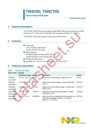 74HCT02N,652 datasheet  